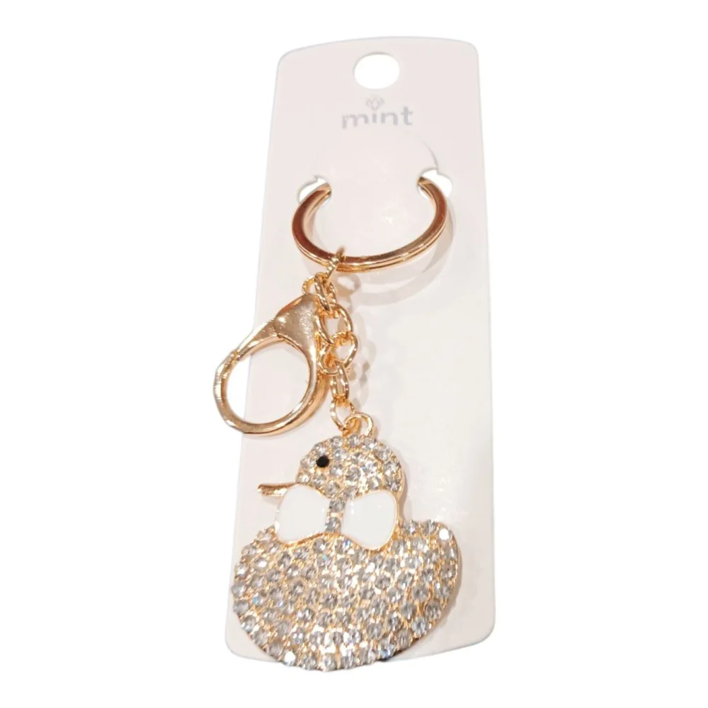 Duck your Favorite Valentine! Cute Diamond Ducky Keychain Purse Backpack Charm!